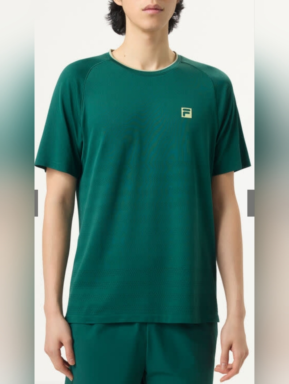 Fila Tennis  Court Center Seamless Crew Green Ace Shirt Men's Medium $85 NWT